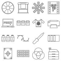Print items icons set, outline style vector