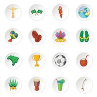conjunto de iconos de viaje de brasil vector