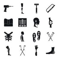 Orthopedics prosthetics icons set, simple style vector