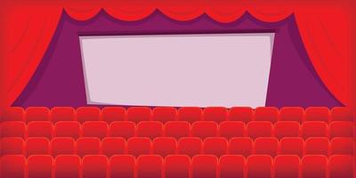 Cinema movie horizontal banner hall, cartoon style