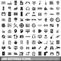 100 iconos de configuración, estilo simple vector