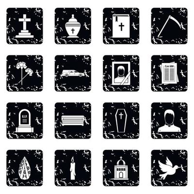 Funeral icons set
