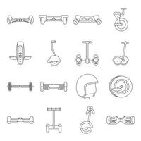 Balancing scooter icons set, outline style vector