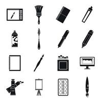 Design and drawing tools icons set, simple style vector