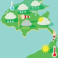 Weather symbols concept map, cartoon style vector