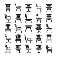 office chair icons set vector