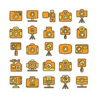 action camera and tripod icon yellow theme vector illustration