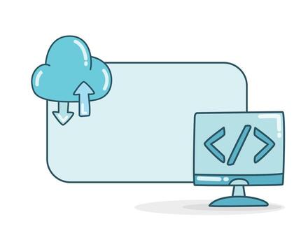 blank note with computer code and cloud icon vector illustration