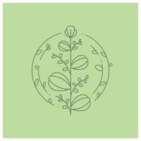 floral wreath for card decoration green background vector
