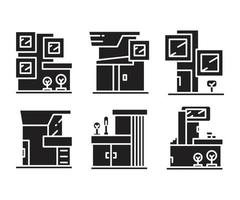 Ilustración de vector de iconos de edificio moderno