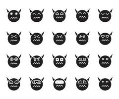 conjunto de emoticonos de diablo y demonio vector