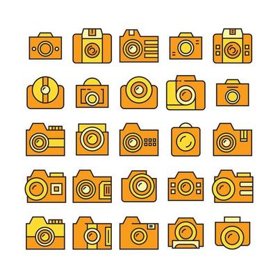 digital camera icon yellow theme vector illustration