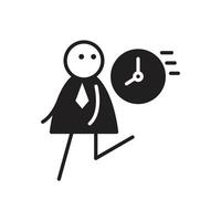 businessman and clock stick figure illustration vector