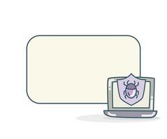 blank note with computer malware icon vector illustration