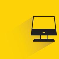 computer monitor icon yellow background vector illustration