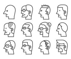 human face profile avatars icons vector