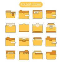 yellow folder and archive file icons vector