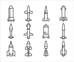 rocket and missile icons set vector