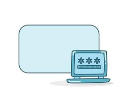 blank note with laptop and password icon vector illustration