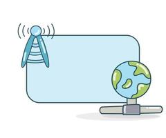 blank note with globe and antenna icon vector illustration