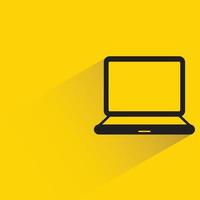 laptop computer icon on yellow background vector illustration