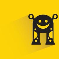 cute monster character with shadow on yellow background vector