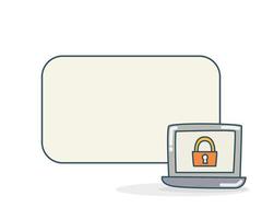laptop security with memo board vector illustration