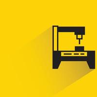 cnc machine icon yellow background vector illustration