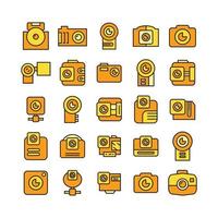 action camera and video camera icon yellow theme vector illustration
