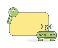 blank note with router and key icon vector illustration