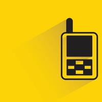 cell phone with shadow on yellow background vector illustration