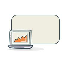 graph on laptop icon with memo board vector illustration