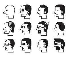 people face avatars side view illustration vector