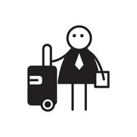 businessman and luggage stick figure vector illustration