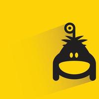 one eye monster with shadow on yellow background vector