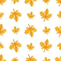 Autumn maple leaves vector seamless pattern. Fall yellow foliage. Flat illustration in cartoon style.