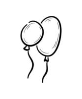 Hand drawn pair of balloons. Party decoration element isolated on white. Flat vector illustration in doodle style.