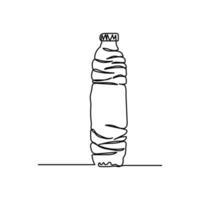 one line design hand drawn continuous line mineral water bottle vector