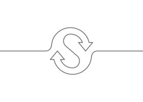 Cycle arrow agile continuous line art. Repeat process, circular moving. One stroke sketch outline drawing. Vector illustration