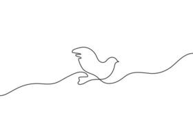mosca de paloma, símbolo de pájaro paz y libertad, un dibujo de línea continua. pájaro hermoso del esquema abstracto simple. signo de paloma mundial. ilustración vectorial vector