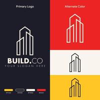 concepto de logotipo de edificio de bienes raíces de esquema simple moderno vector