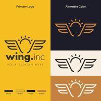 minimalist simple wing logo concept vector