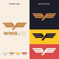 concepto de logotipo de ala simple minimalista vector