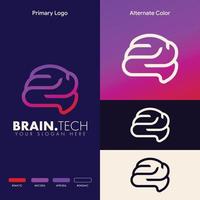 minimalist simple brain logo concept vector