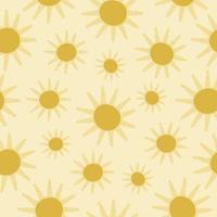 Summer seamless pattern with the image of the sun on a yellow background vector