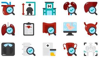 Set of Vector Icons Related to Health Checkup. Contains such Icons as Height, Hospital, Medical Report, Ultrasound, Urine Sample, X Rays and more.