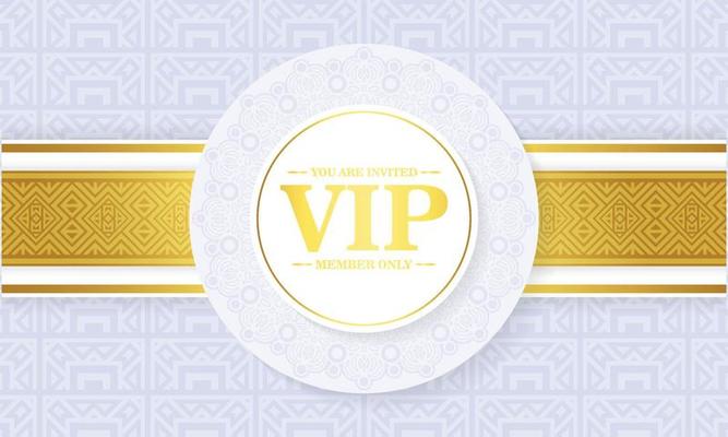 luxury white vip card in ornament texture