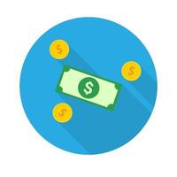 icono plano de dinero en efectivo en dólares. ilustración vectorial en un estilo simple con una sombra que cae. 10 eps. vector