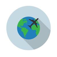planet and plane flat icon.Vector illustration in a simple style with a falling shadow. 10 eps.