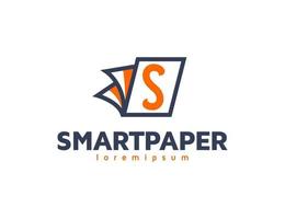 Modern smart education logo with letter s on paper vector